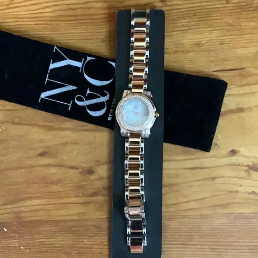 NYC & Co Rose Gold and Silver Rhinestone Watch, Removable Links, Rhinestone‎